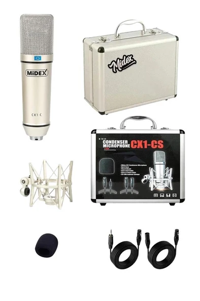 Midex CX1-Q Pro Set Üst Seviye Condenser Stüdyo Ses Kayıt Mikrofonu Standı Seti - Resim 3