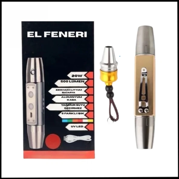 Uyguna-Yakala 20W Gold Su Geçirmez-Uv Ledli El Feneri-NER.476 ürün görseli
