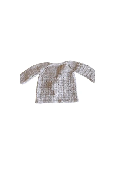 Zi El Örgü Bej Uzun Kollu Bebek Hırkası - Resim 2