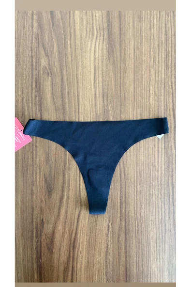 Zi 5 ADET 1 PAKET Siyah Basic Klasik Lazer Kesim Kadın Tanga Külot - Resim 3