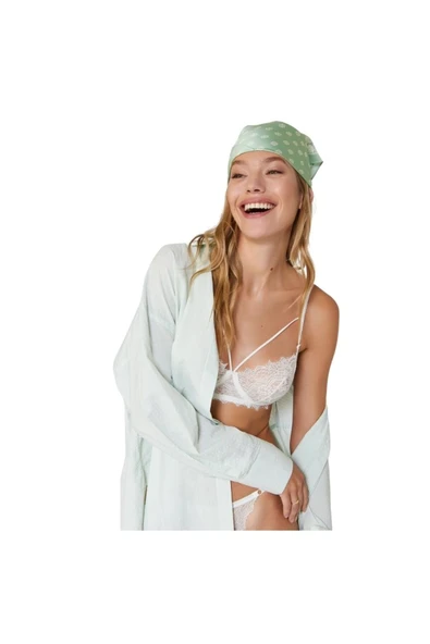 Zi Ekru Dar Kalıp Aura Dantelli Sütyen Külot Takımı - Resim 6