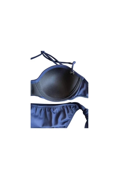 Zi Lacivert Çok Dar Kalıp Içi Boş Kap Bikini Takımı - Resim 8