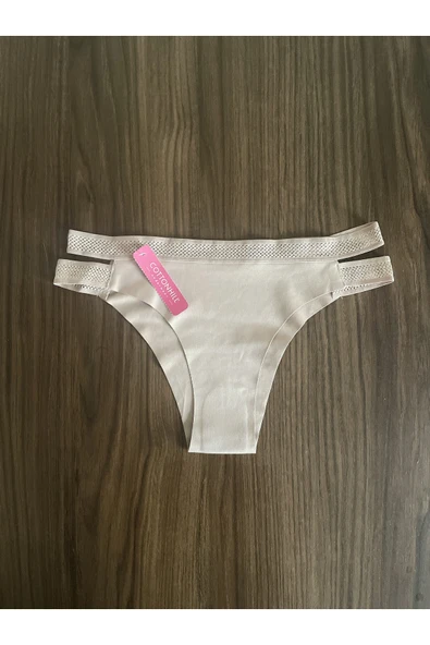 Zi 5 ADET 1 PAKET Kahve Çift File Lastikli Lazer Kesim Brezilya Külot - Resim 3