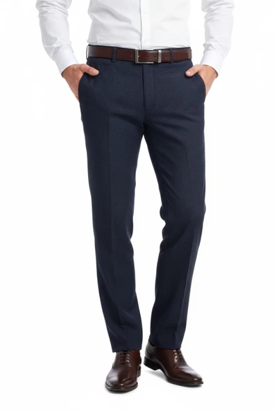 Erkek Regular Fit Çizgili  Kumaş Pantolon Likra Kumaş BGL-ST05036 - Resim 2