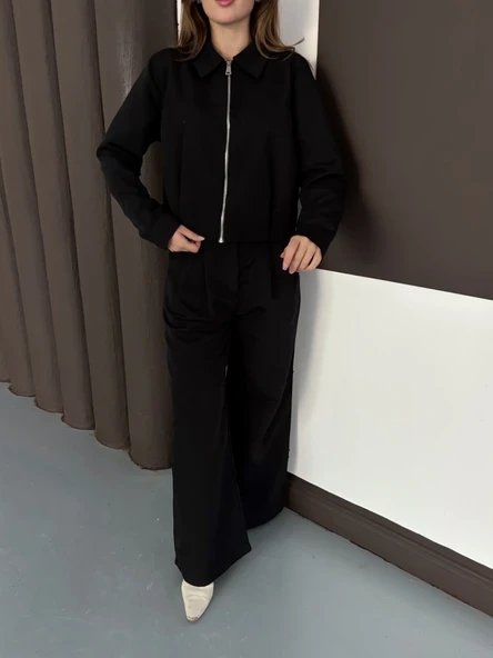 Trenç takım alt üst siyah ons - Resim 4