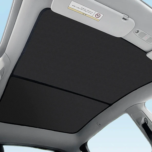 Tesla Model Y 2020–2023 Tavan Penceresi Güneşlik Katlanabilir UV Isı Yalıtımlı Çantalı Siyah Gri ürün görseli