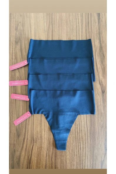 Zi 4 ADET 1 PAKET Lacivert Basic Lazer Kesim Esnek Iz Yapmayan Yüksek Bel Tanga Külot ürün görseli