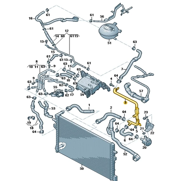 Audi A3 Sedan 2013-2016 1.6 Dizel Ek Soğutma Su Borusu 5Q0121070AH - Resim 2