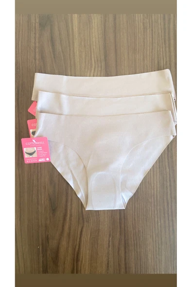 Zi 3 ADET 1 PAKET Kahve Klasik Basic Lazer Kesim Bikini Külot - Resim 5