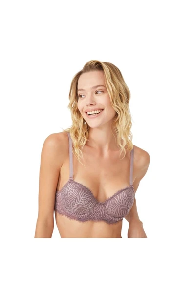 Zi Vizon Dar Kalıp Dantelli Içi Boş Kap Sütyen Takımı - Resim 3