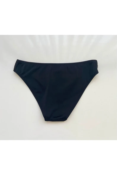 Zi Siyah Dar Kalıp Düz Kalın Kenar Astarlı Bikini Altı - Resim 5