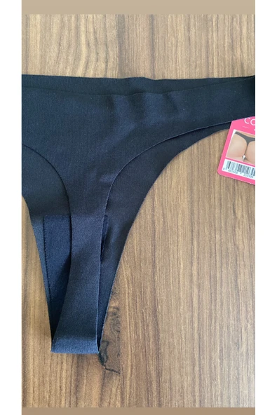 Zi 5 ADET 1 PAKET Siyah Basic Klasik Lazer Kesim Kadın Tanga Külot - Resim 5