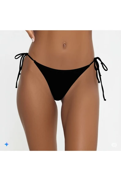 Zi 2 RENK 1 PAKET Haki -Siyah İnce İp Bağcıklı Bikini Altı - Resim 4