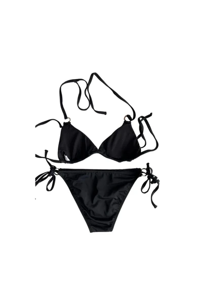 Zi Siyah Mavi Pul Payetli Üçgen Bikini Takımı - Resim 5