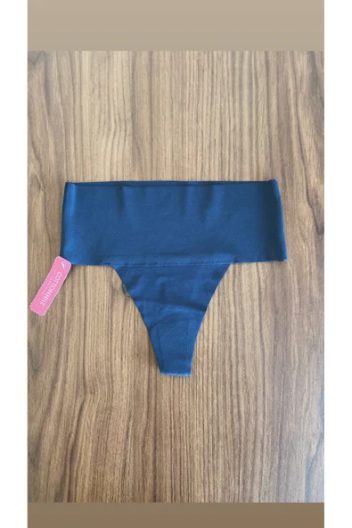 Zi 4 ADET 1 PAKET Lacivert Basic Lazer Kesim Esnek Iz Yapmayan Yüksek Bel Tanga Külot - Resim 3