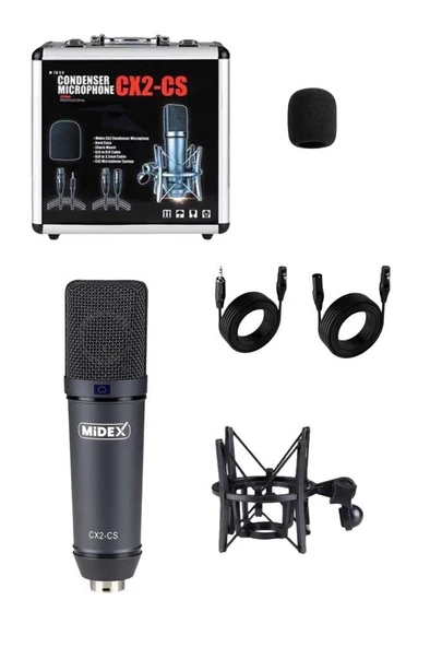 Midex CX2-Q Pro Set Üst Seviye Condenser Stüdyo Ses Kayıt Mikrofonu Standı Seti - Resim 3