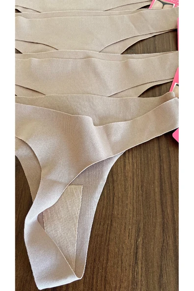 Zi 5 ADET 1 PAKET Kahve Basic Klasik Lazer Kesim Kadın Tanga Külot - Resim 5