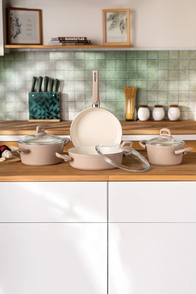 Emsan Crystal 7 Parça Tencere Seti Rosegold - Resim 3