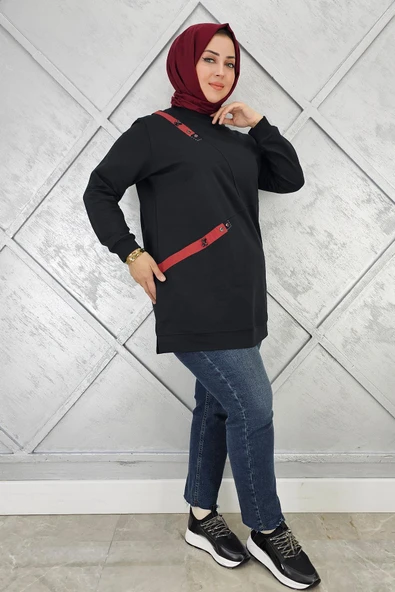KADIN DÜĞME VE KOMBİN DETAYLI TESETTÜR TUNİK - Resim 6
