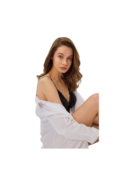 Zi Siyah Kadife Dantel Detaylı Bralet Sütyen Külot Takımı - Resim 4