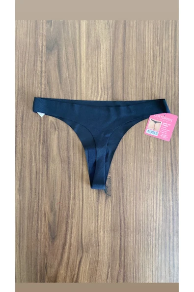 Zi 5 ADET 1 PAKET Siyah Basic Klasik Lazer Kesim Kadın Tanga Külot - Resim 4