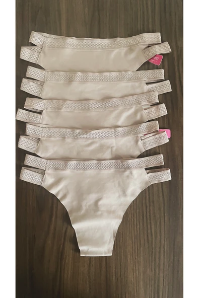 Zi 5 ADET 1 PAKET Kahve Çift File Lastikli Lazer Kesim Brezilya Külot - Resim 2