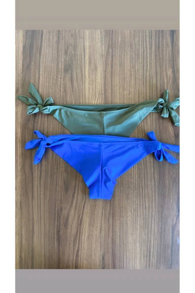 Zi 2 Renk 1 Paket Mavi-Haki Brezilya Model Bikini Altı - Resim 2
