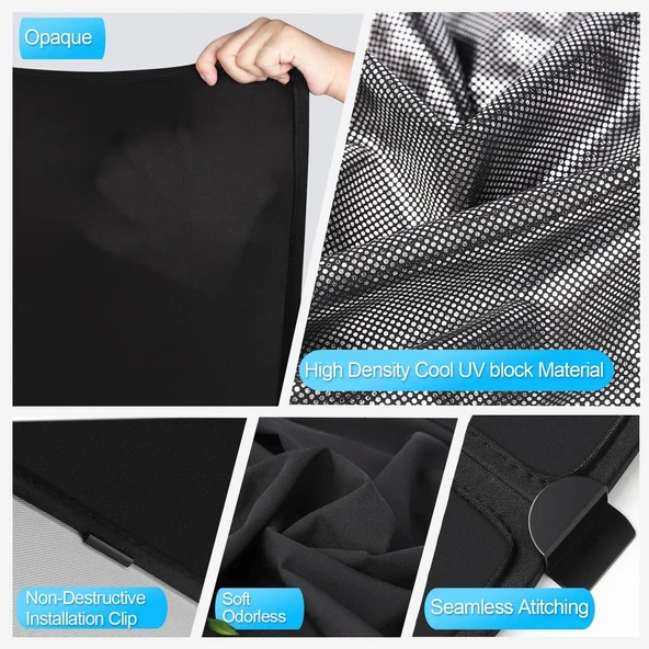 Tesla Model Y 2020–2023 Tavan Penceresi Güneşlik Katlanabilir UV Isı Yalıtımlı Çantalı Siyah Gri - Resim 3