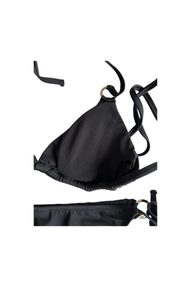 Zi Siyah Mavi Pul Payetli Üçgen Bikini Takımı - Resim 7