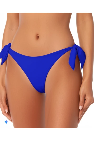 Zi Mavi Brelya Model Kenarları Kalın Ip Bağcıklı Bikini Altı ürün görseli