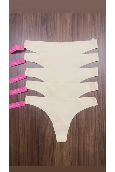 Zi 5 ADET 1 PAKET Ten RENGİ Basic Klasik Lazer Kesim Kadın Tanga Külot ürün görseli