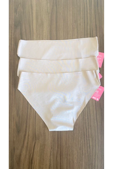 Zi 3 ADET 1 PAKET Kahve Klasik Basic Lazer Kesim Bikini Külot - Resim 2