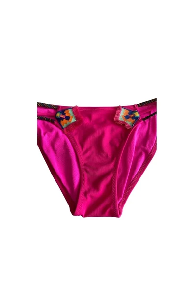 Zi Pembe Yanlar Üç İp Şeritli Bikini Altı - Resim 3