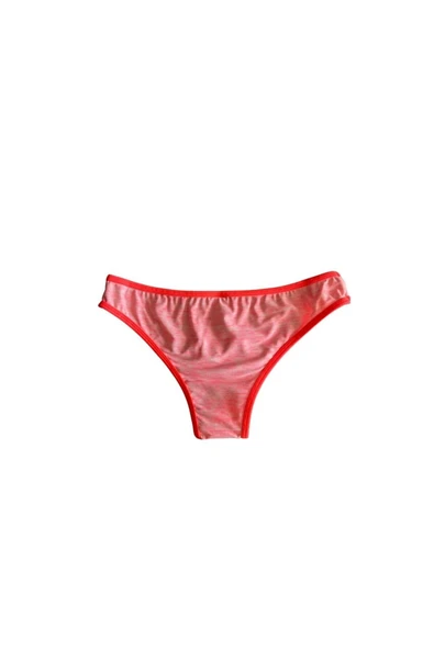 Zi Turuncu Kenarları Şeritli Dar Kalıp Bikini Altı - Resim 3