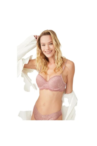 Zi Siyah Dar Kalıp Dantelli Içi Yarım Dolu Destekli Sütyen Takımı - Resim 7