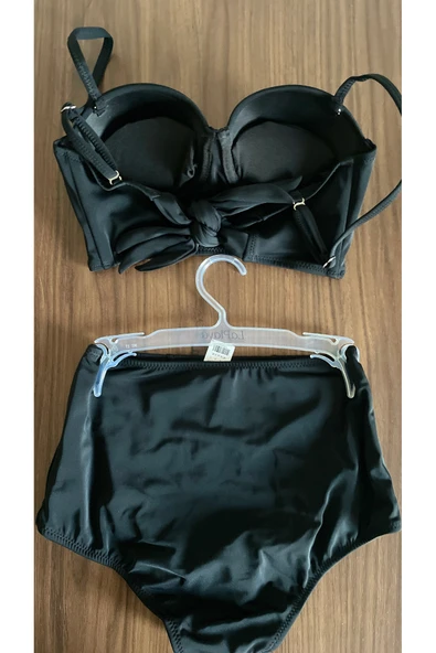 Zi 2 Renk 1 Paket Haki -siyah 2 Yüksek Bel Bikini Takımı - Resim 5