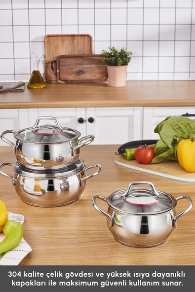 Karaca Emirgan Indüksiyon Tabanlı 6 Parça Çelik Sahan Set - Resim 5