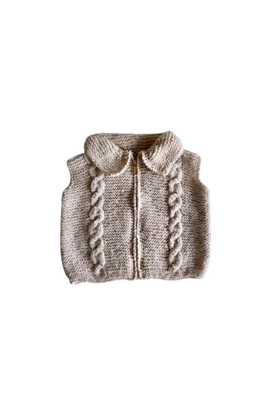 Zi Bej El Örgü Sıfır Kollu Bebek Yeleği ürün görseli