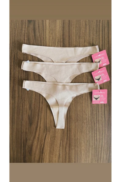 Zi 3 ADET 1 PAKET Kahve Basic Klasik Lazer Kesim Kadın Tanga Külot - Resim 2
