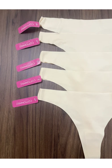 Zi 5 ADET 1 PAKET Ten RENGİ Basic Klasik Lazer Kesim Kadın Tanga Külot - Resim 6