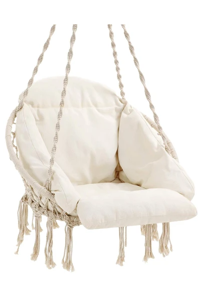 SHOP MALL SONGMICS Asma koltuk Asma sallanan koltuk asma sandalye 120 kg'a kadar yüklenebilir bej bahçe balkon ürün görseli