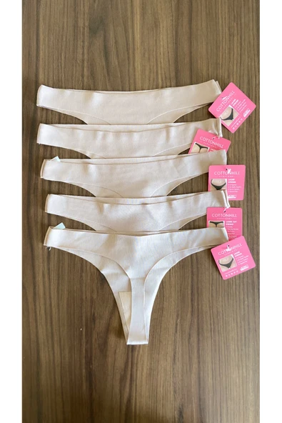 Zi 5 ADET 1 PAKET Kahve Basic Klasik Lazer Kesim Kadın Tanga Külot - Resim 2