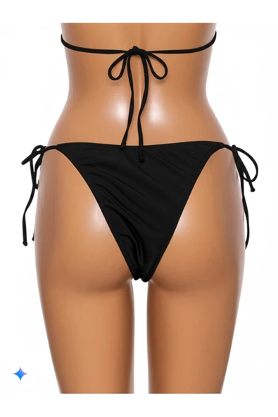 Zi Siyah Kenarları Ince Ip Bağlama Detaylı Bikini Altı - Resim 2