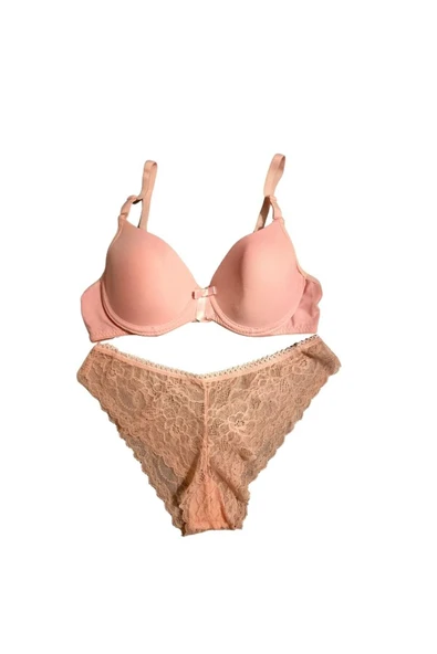 Zi Pembe Boş Kap Mikro Tulumlu Sütyen Takım - Resim 4