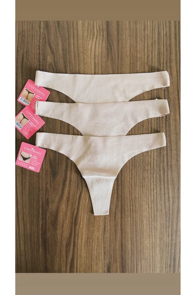 Zi 3 ADET 1 PAKET Kahve Basic Klasik Lazer Kesim Kadın Tanga Külot ürün görseli