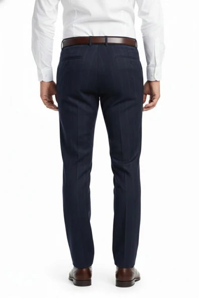 Erkek Regular Fit Çizgili  Kumaş Pantolon Likra Kumaş BGL-ST05037 - Resim 9