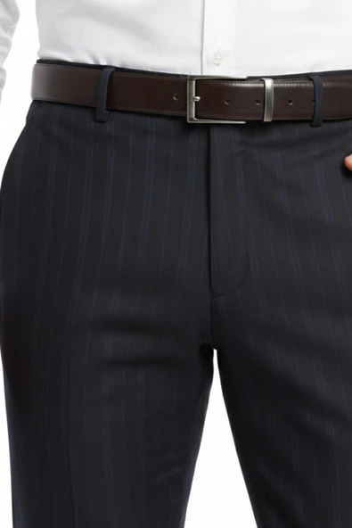 Erkek Regular Fit Çizgili  Kumaş Pantolon Likra Kumaş BGL-ST05037 - Resim 10