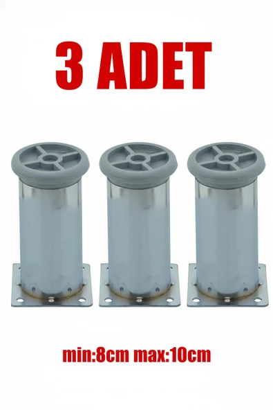 LUDIA Metal Ayarlanabilir 3 Adet Mobilya Ayağı Metal Tablalı 8cm ürün görseli