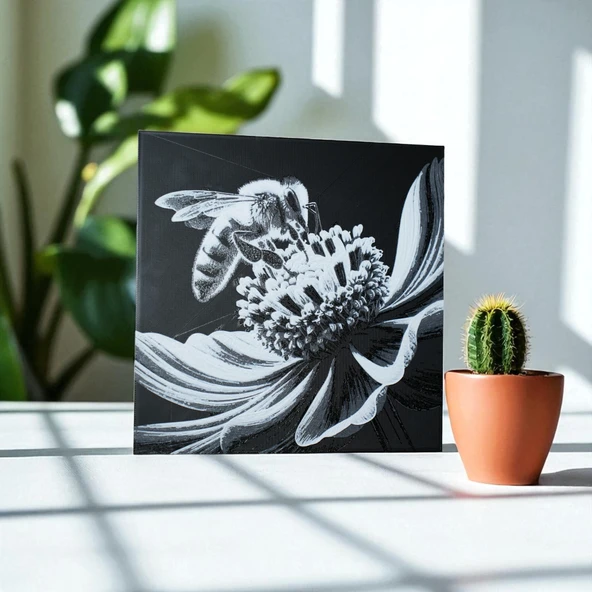 3D Arı ve Çiçek Temalı Dekoratif Tablo ürün görseli