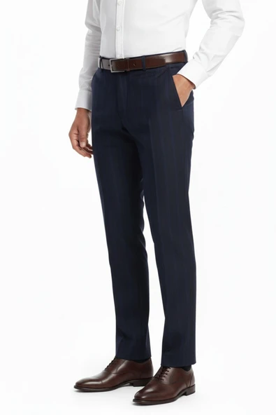 Erkek Regular Fit Çizgili  Kumaş Pantolon Likra Kumaş BGL-ST05037 - Resim 5